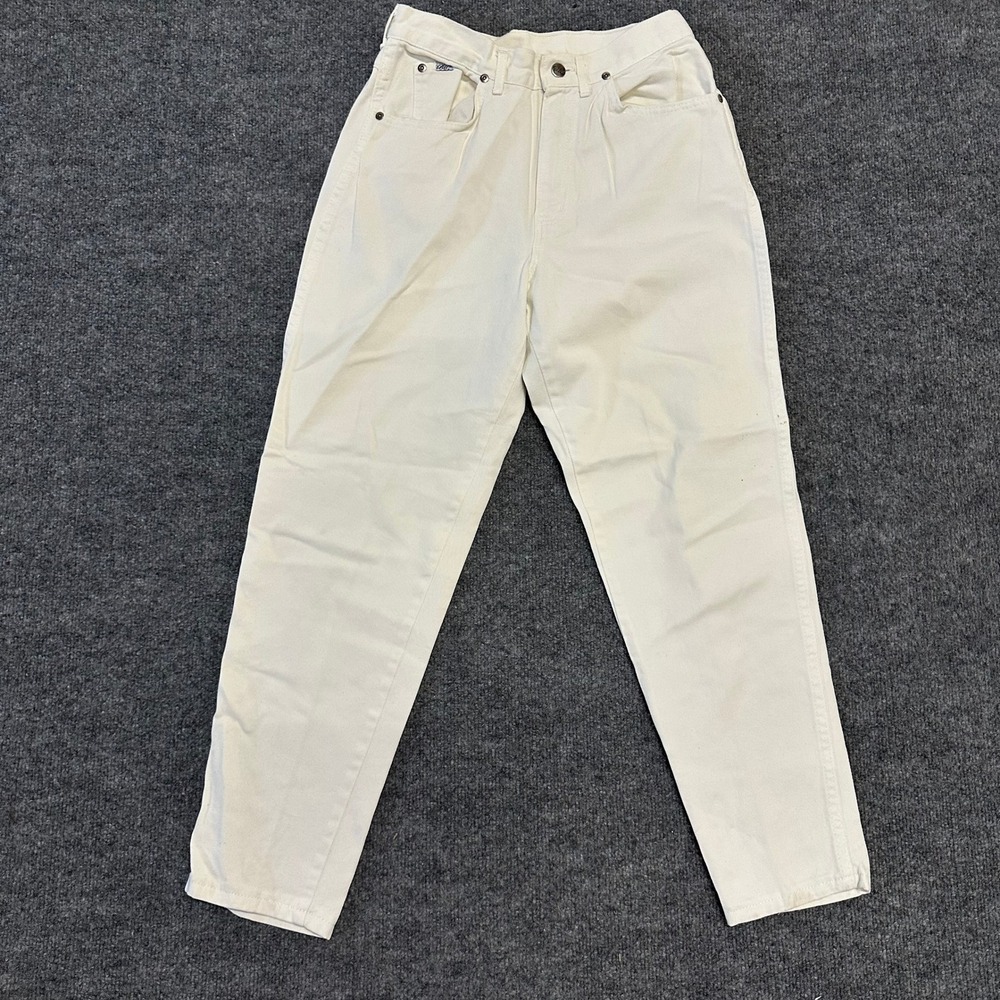 Chic Jeans Womens Size 11 Petite Off White High Waisted Tapered Leg Vintage